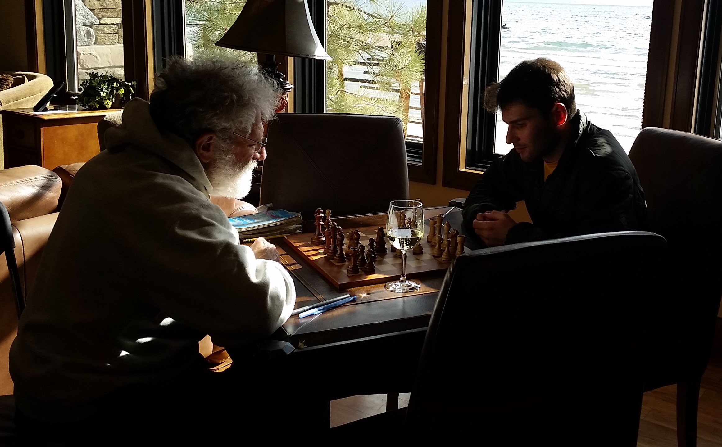 Eric playing chess with Joshua